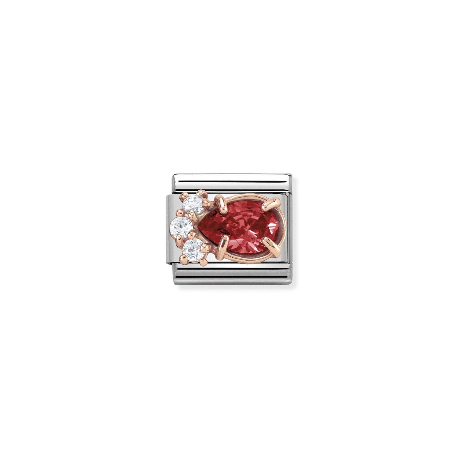 Composable Classic Link Beyaz ve Kırmızı Zirkon Taşlı 9 Ayar Rose Gold