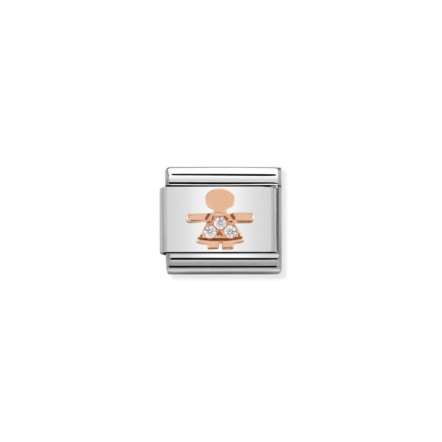 Composable Classic Link Beyaz Zirkon Taşlı Kız Çocuk 9 Ayar Rose Gold
