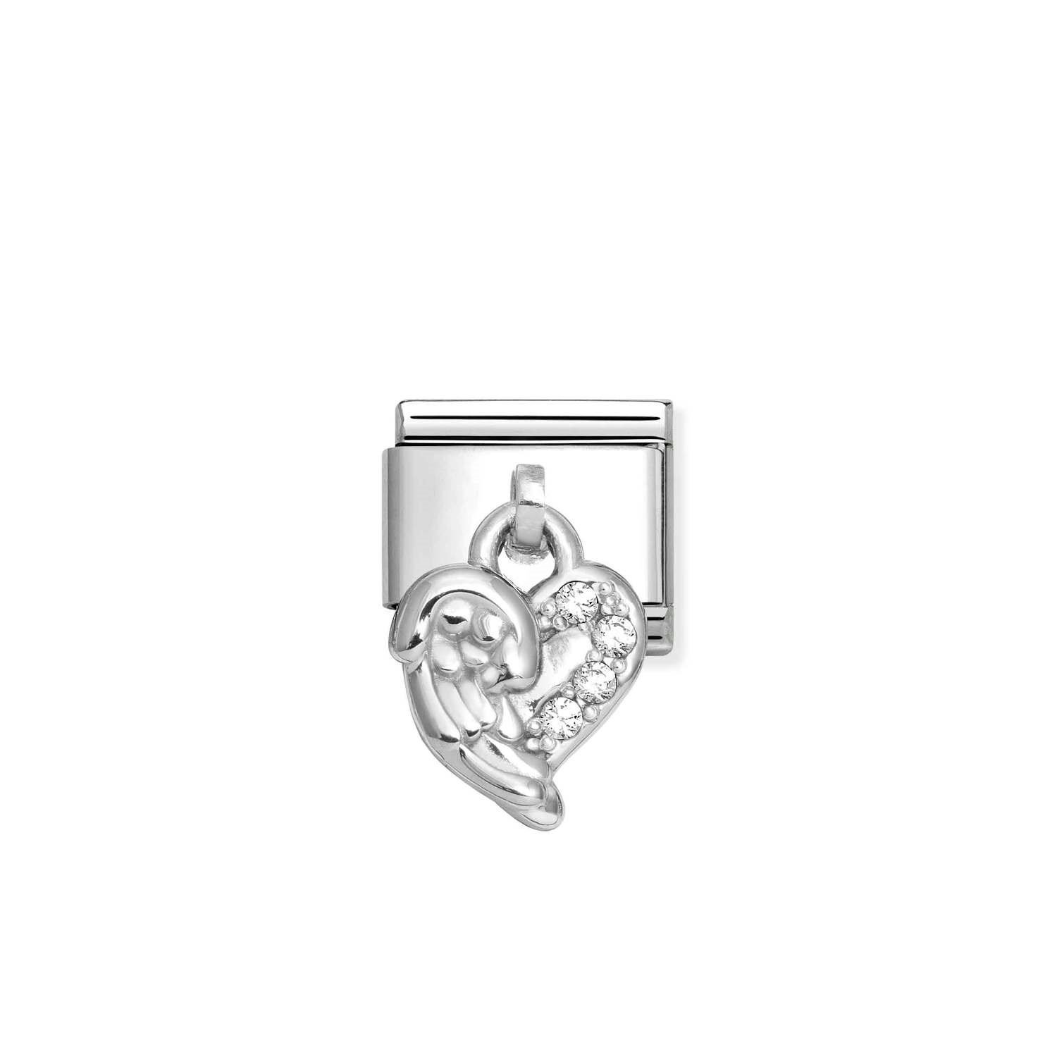 Composable Classic Link Beyaz Zirkon Taşlı Kanat 925 Ayar Gümüş Charm