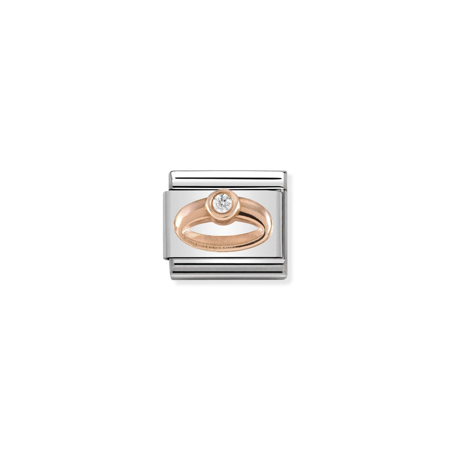Composable Classic Link Beyaz Zirkon Taşlı Yüzük 9 Ayar Rose Gold
