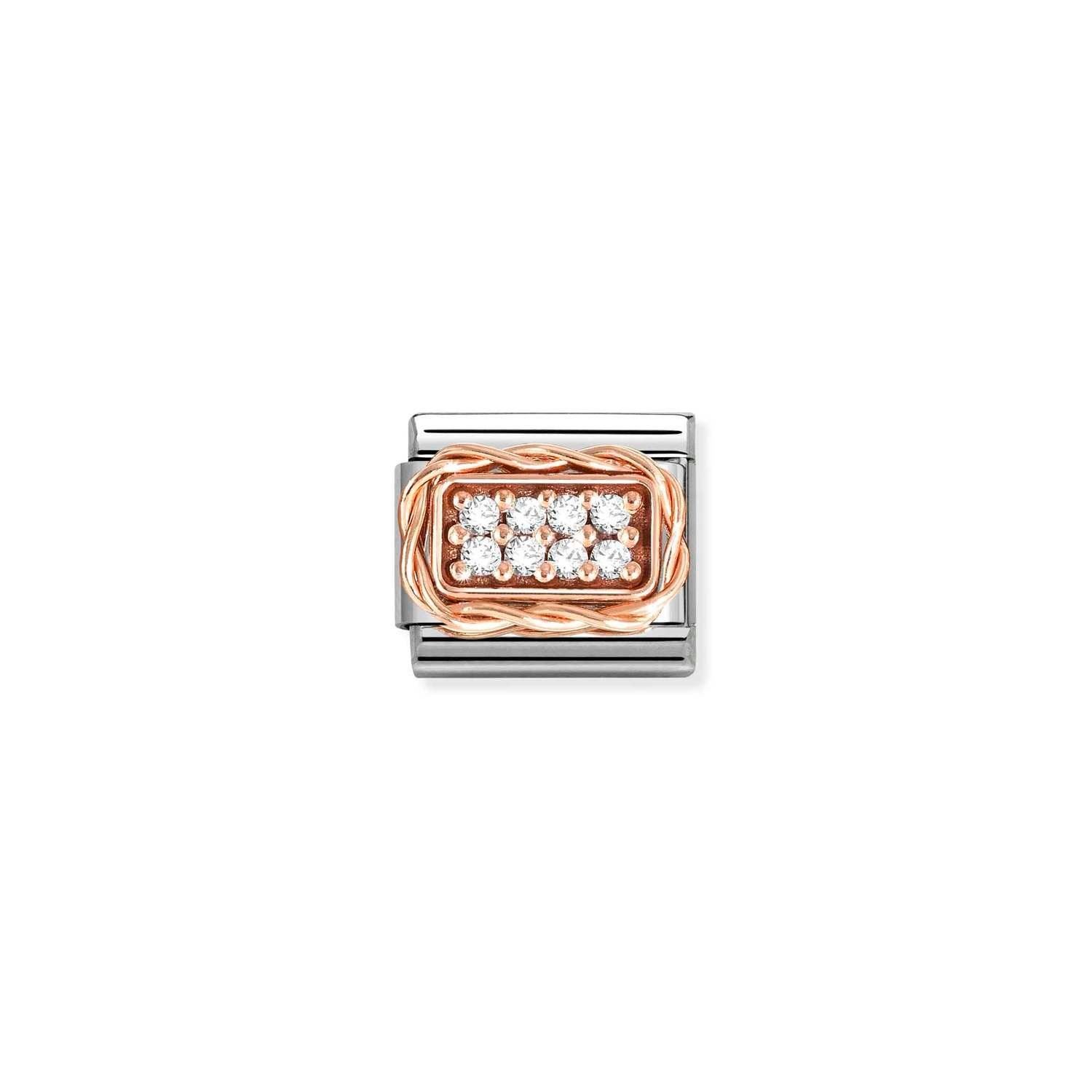 Composable Classic Link Beyaz Zirkon Taşlar Burgu Çerçeve 9 Ayar Rose Gold