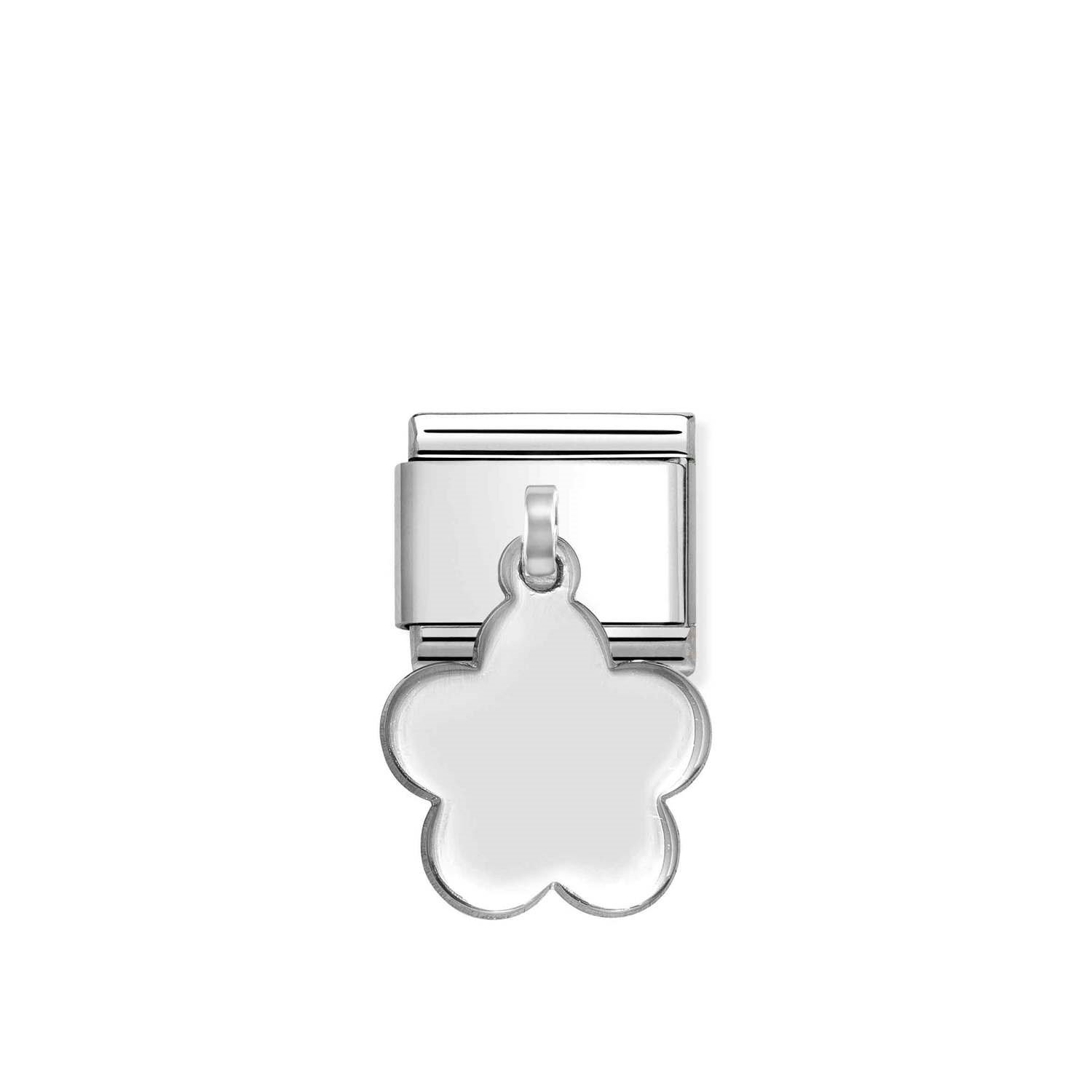 Composable Classic Link Çiçek Plaka 925 Ayar Gümüş Charm