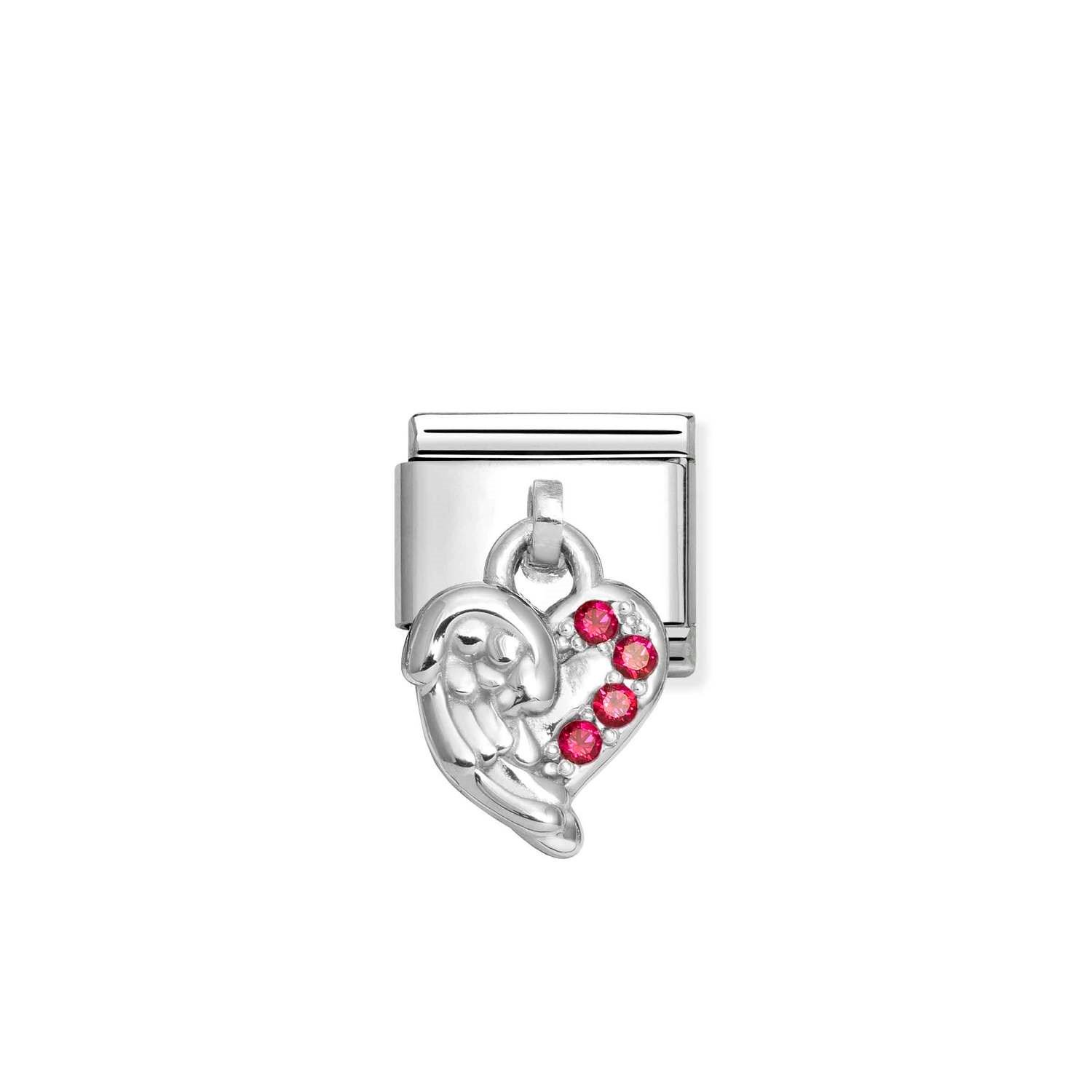 Composable Classic Link Kırmızı Zirkon Taşlı Kanat 925 Ayar Gümüş Charm