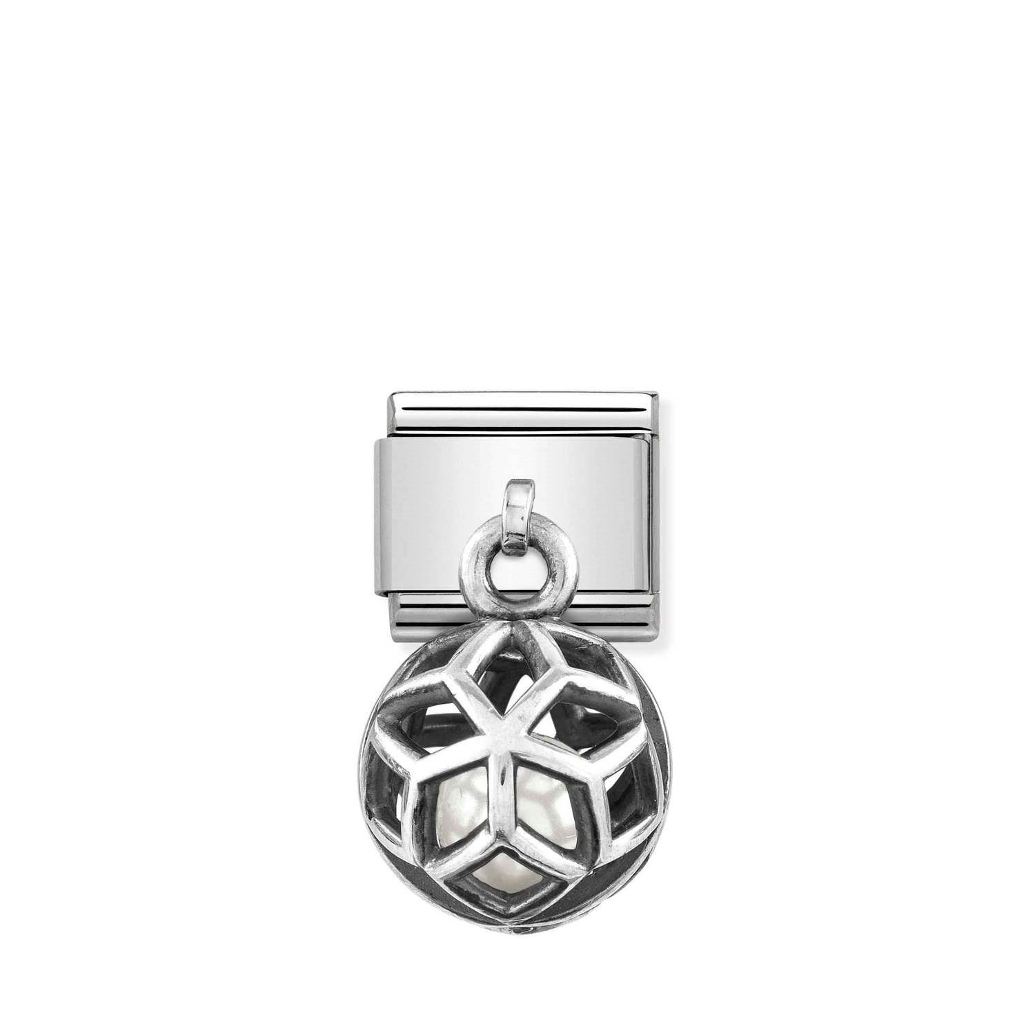 Composable Classic Link Kristal Beyaz İnci 925 Ayar Gümüş Charm