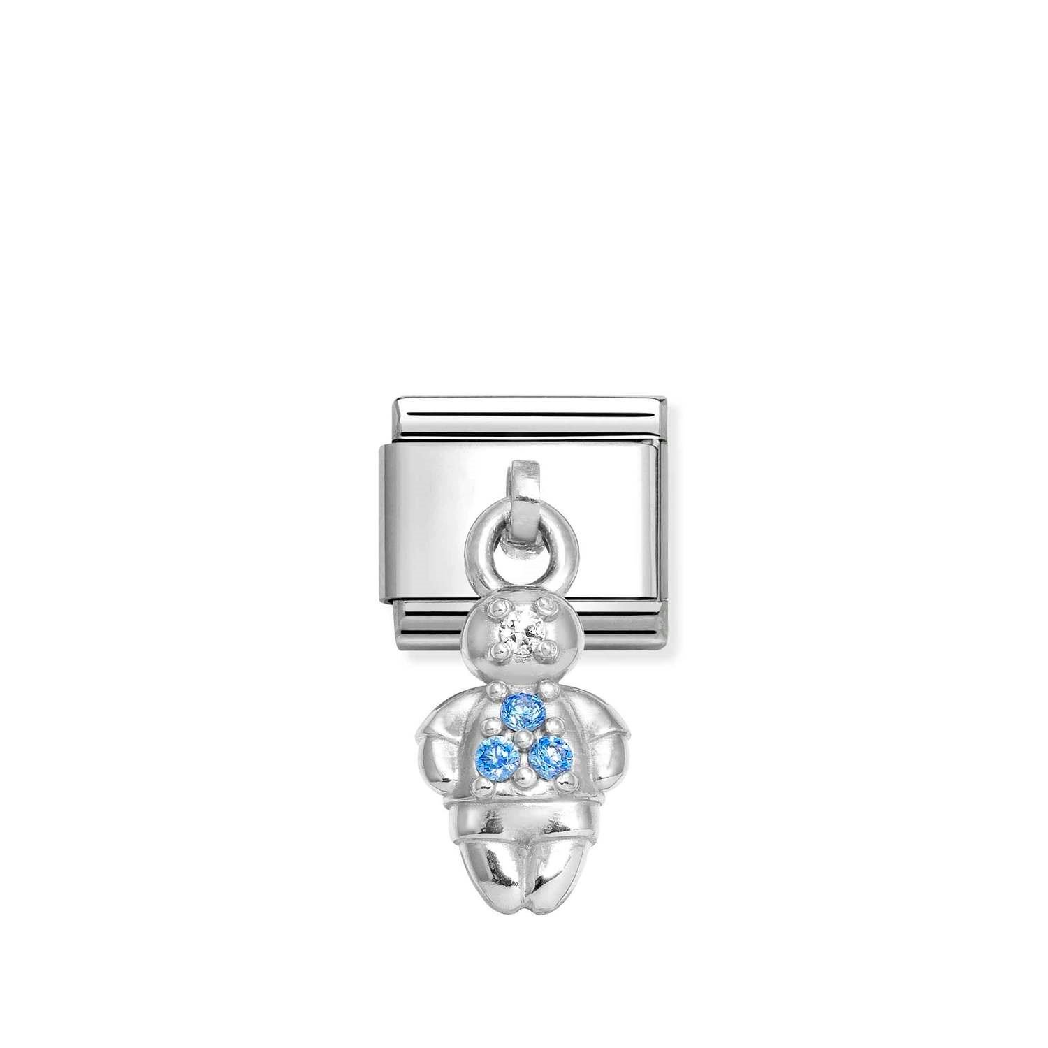 Composable Classic Link Mavi Zirkon Taşlı Çocuk 925 Ayar Gümüş Charm