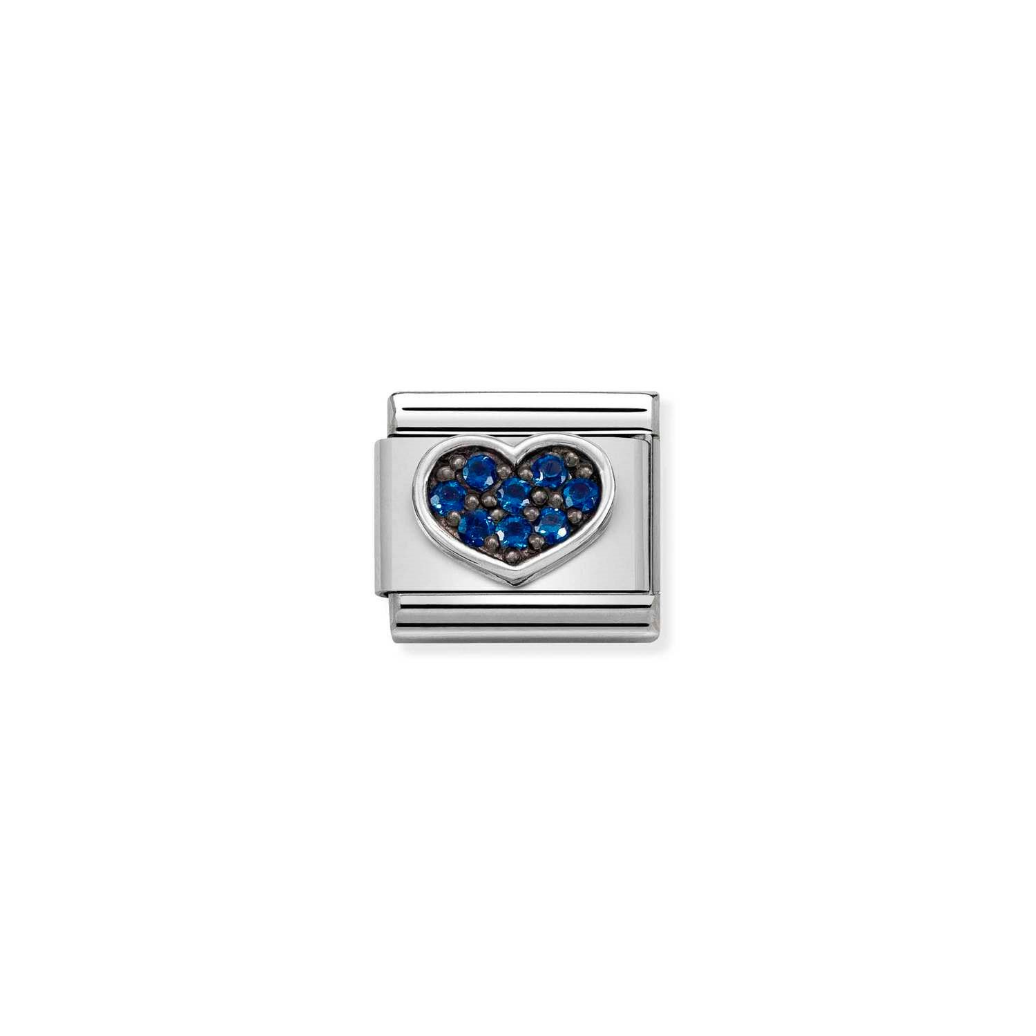 Composable Classic Link Mavi Zirkon Taşlı Kalp 925 Ayar Gümüş