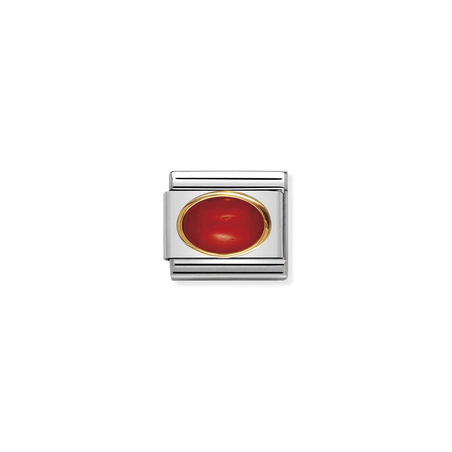 Composable Classic Link Oval Kırmızı Mercan Taşlı 18 Ayar Altın