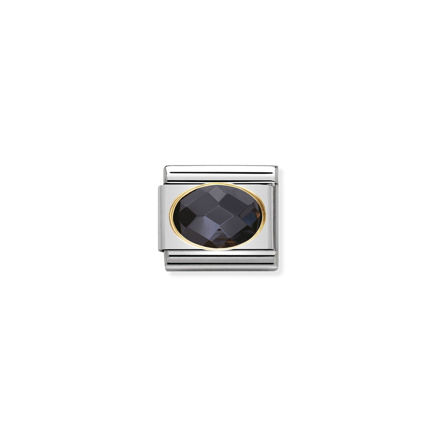 Composable Classic Link Oval Siyah Zirkon Taşlı 18 Ayar Altın