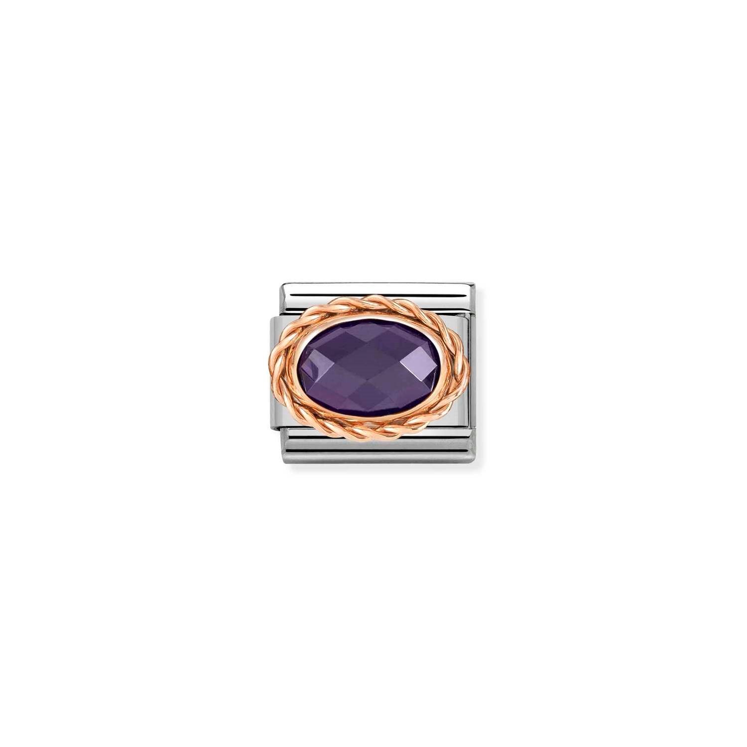 Composable Classic Link Oval Taşlı Mor 9 Ayar Rose Altın