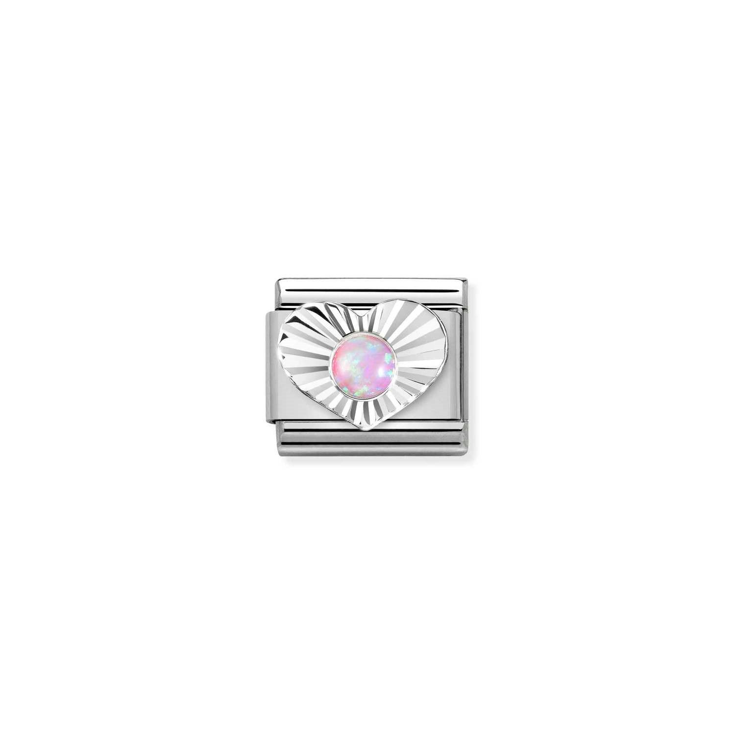 Composable Classic Link Pembe Opal Taşlı Kalp 925 Ayar Gümüş