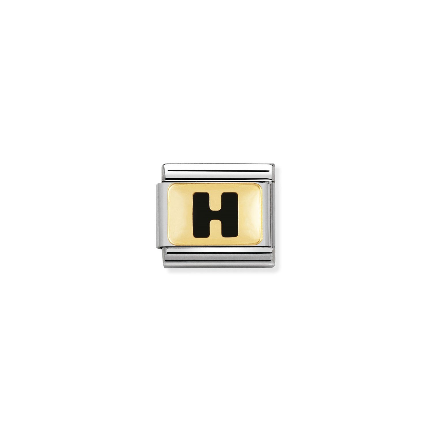 Composable Classic Link Siyah H Harfi 18 Ayar Altın