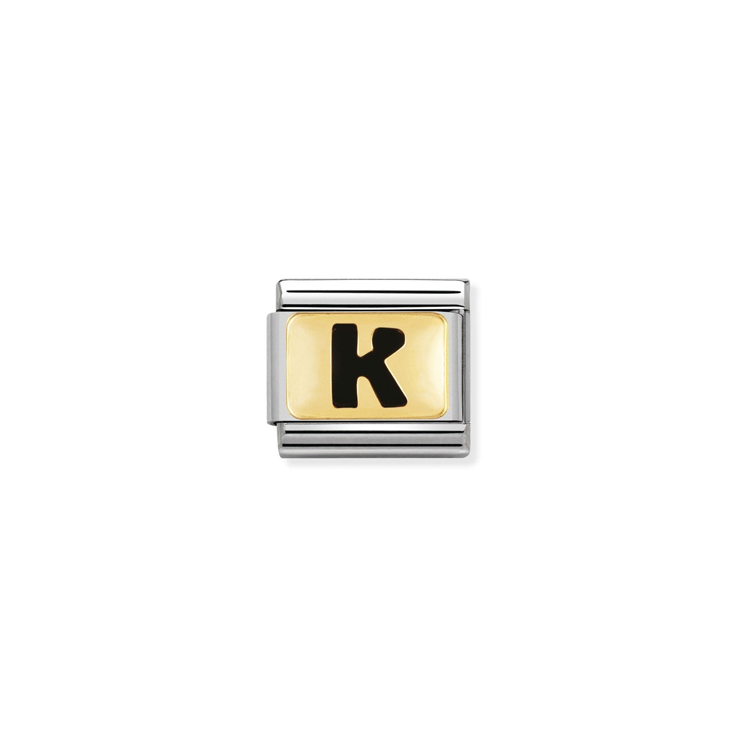 Composable Classic Link Siyah K Harfi 18 Ayar Altın