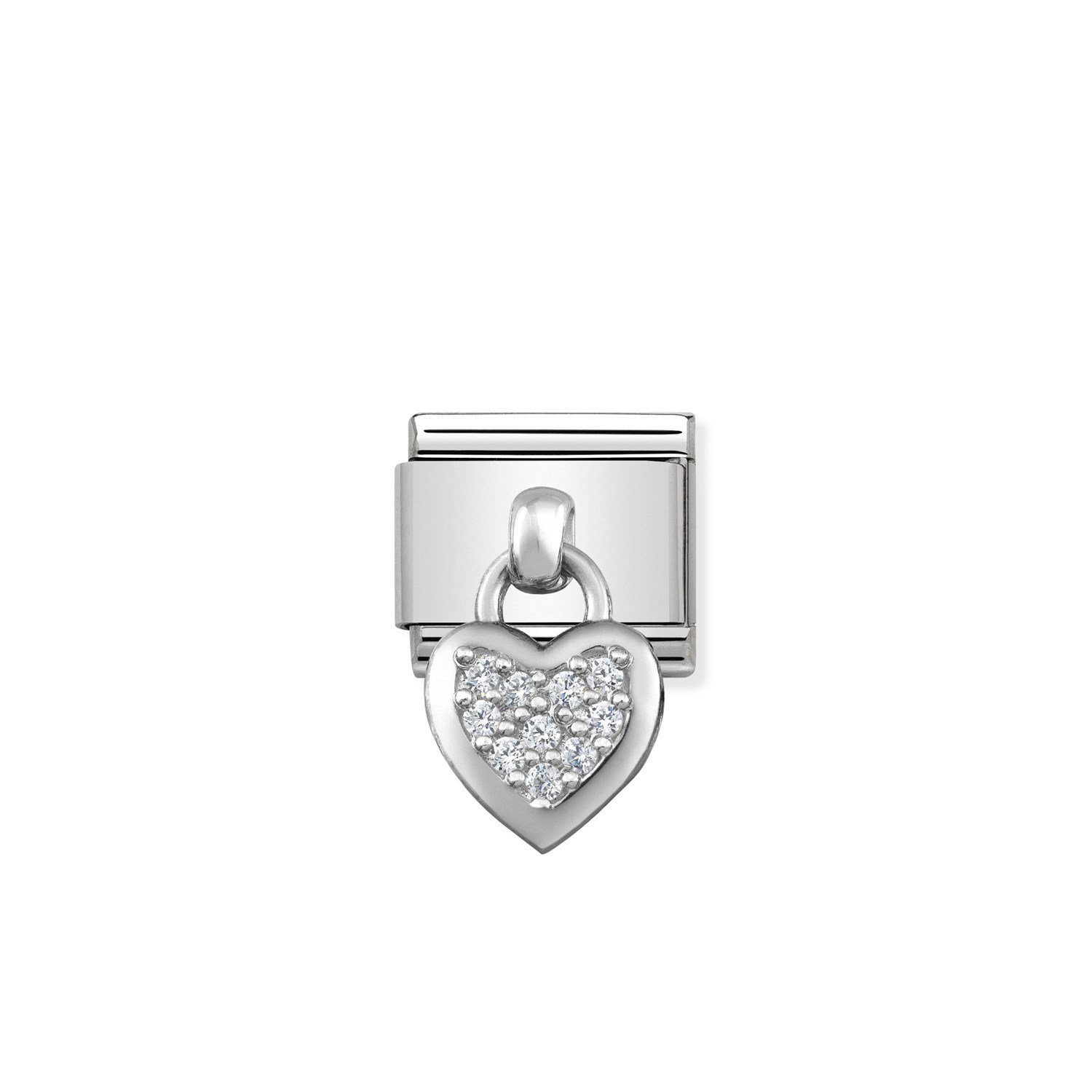 Composable Classic Link Taşlı Kalp 925 Ayar Gümüş Charm