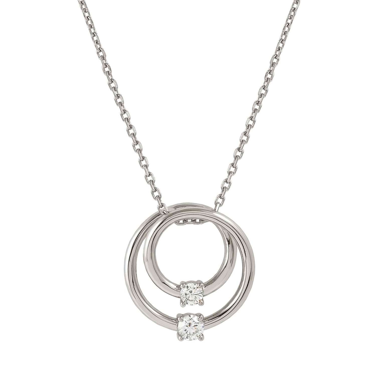 Cosmiclove Beyaz Zirkon Taşlı İç İçe Büyük Daireler 925 Ayar Gümüş Kolye