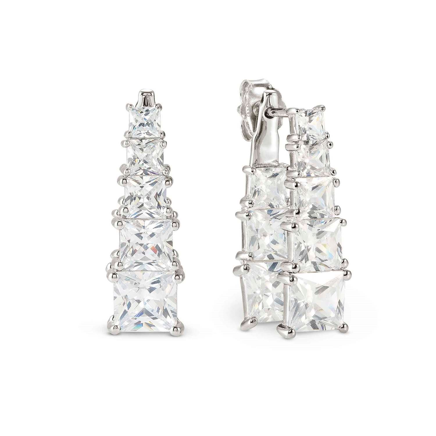 DayToNight Beyaz Kare Zirkon Taşlı 925 Ayar Gümüş Küpe