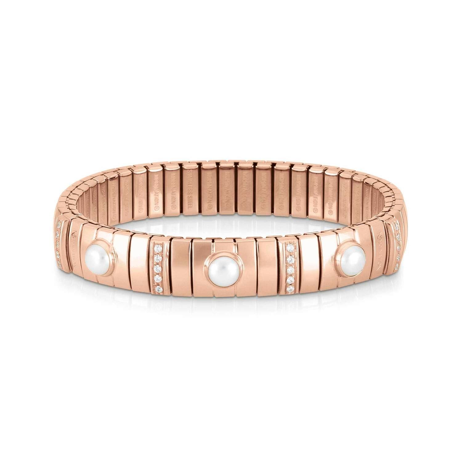 Extension 042875 013 Beyaz Zirkon ve Beyaz İnci Taşlı Rose Gold Bileklik