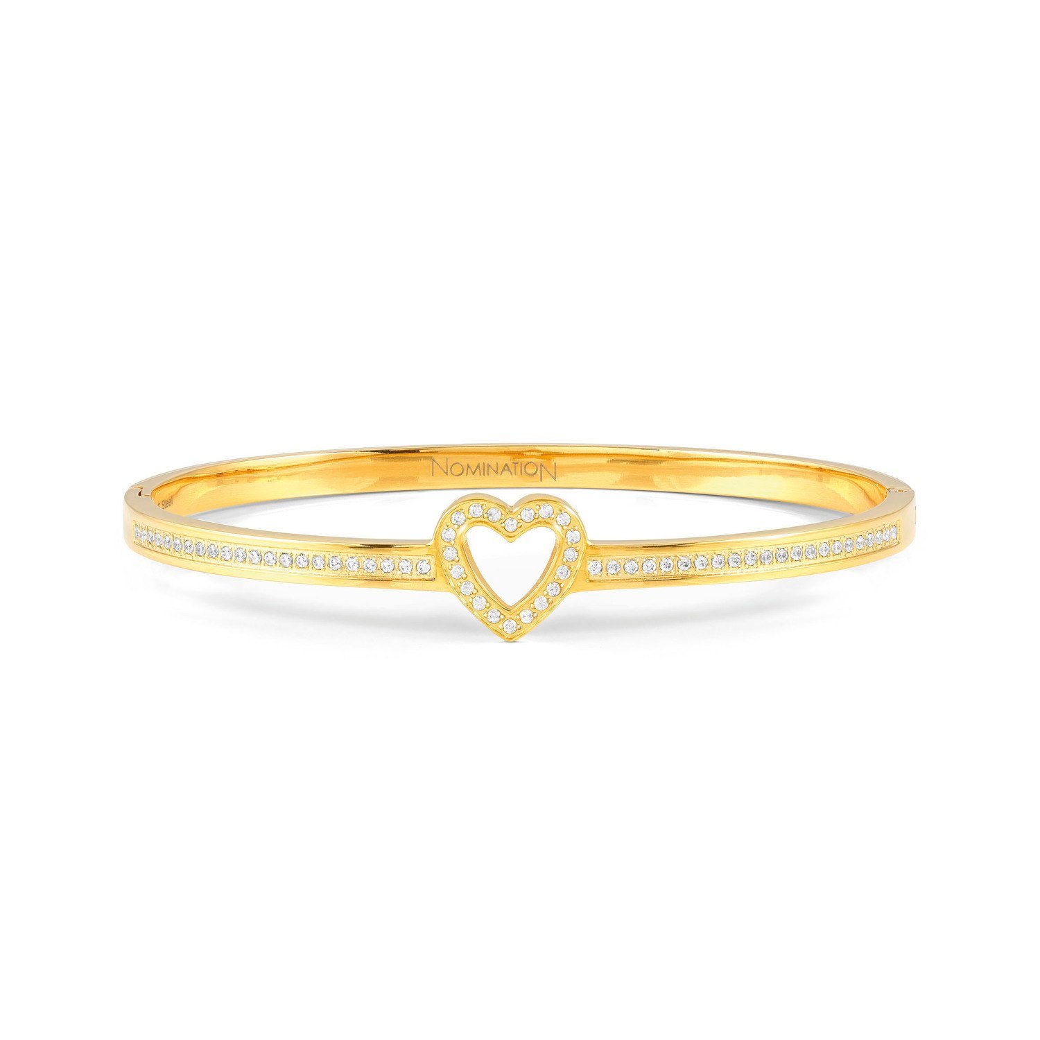 Pretty Bangles Kalp Beyaz Zirkon Taşlı Bileklik Altın Renk Large