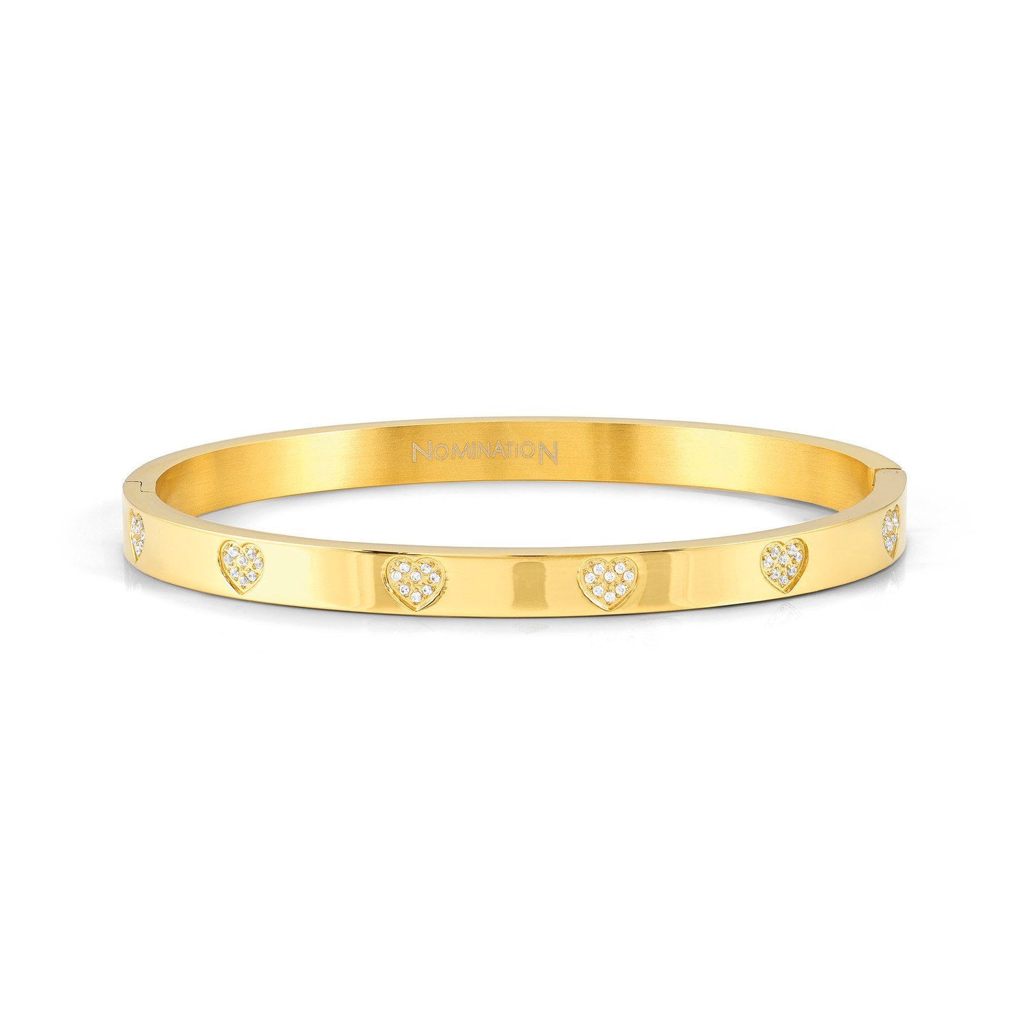 Pretty Bangles Küçük Kalpler Beyaz Zirkon Taşlı Bileklik Altın Renk Large