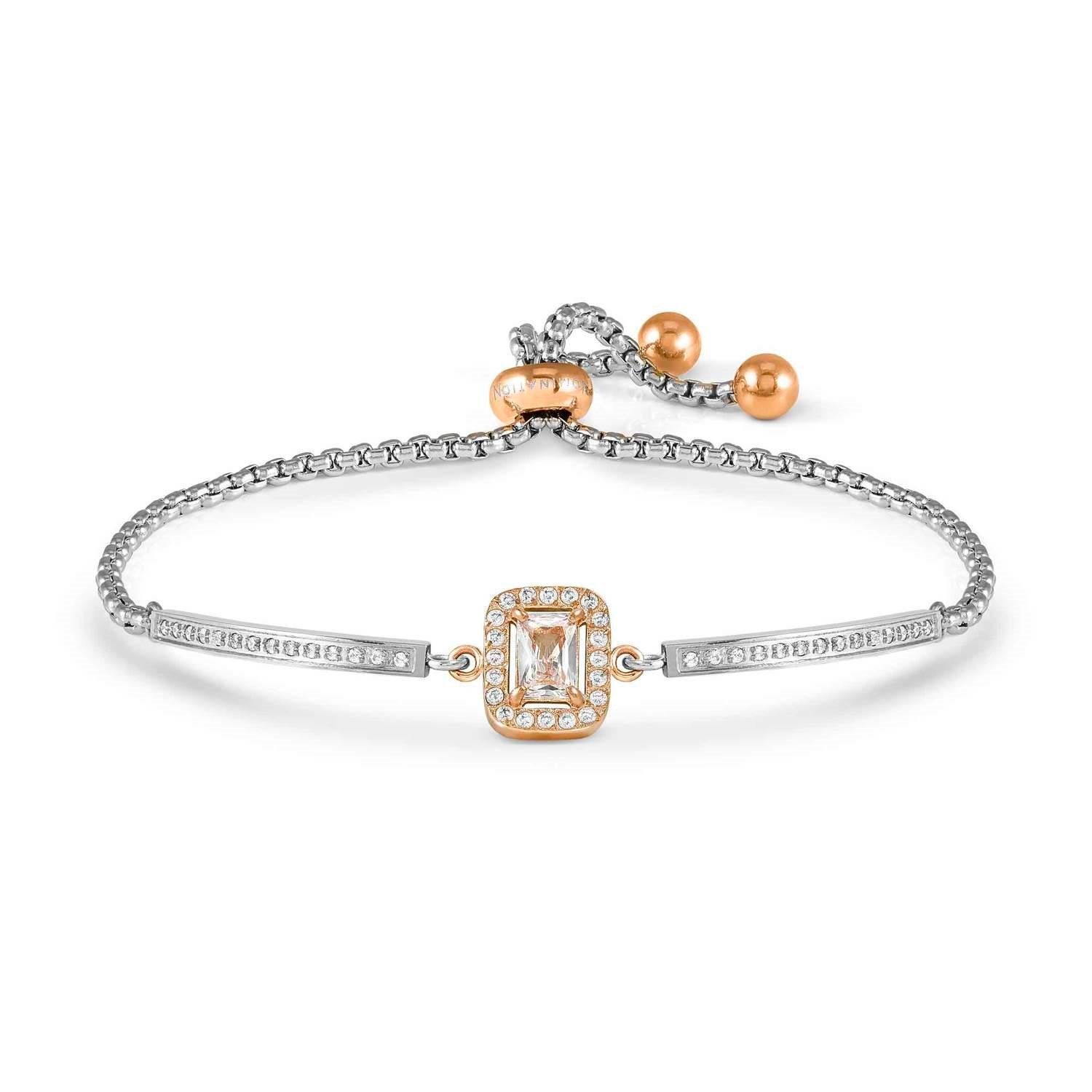 RoyalDream Baget Beyaz Zirkon Taşlı Bileklik Rose Gold Renk