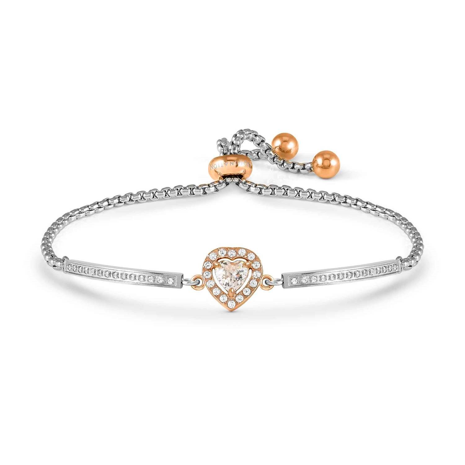 RoyalDream Kalp Beyaz Zirkon Taşlı Bileklik Rose Gold Renk