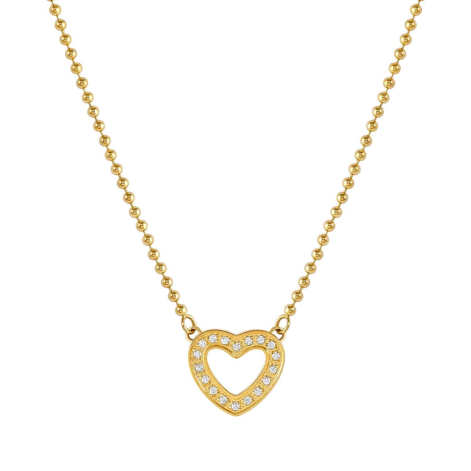 Soffio D'Amore Zirkon Taşlı Kolye Kalp Altın Renk