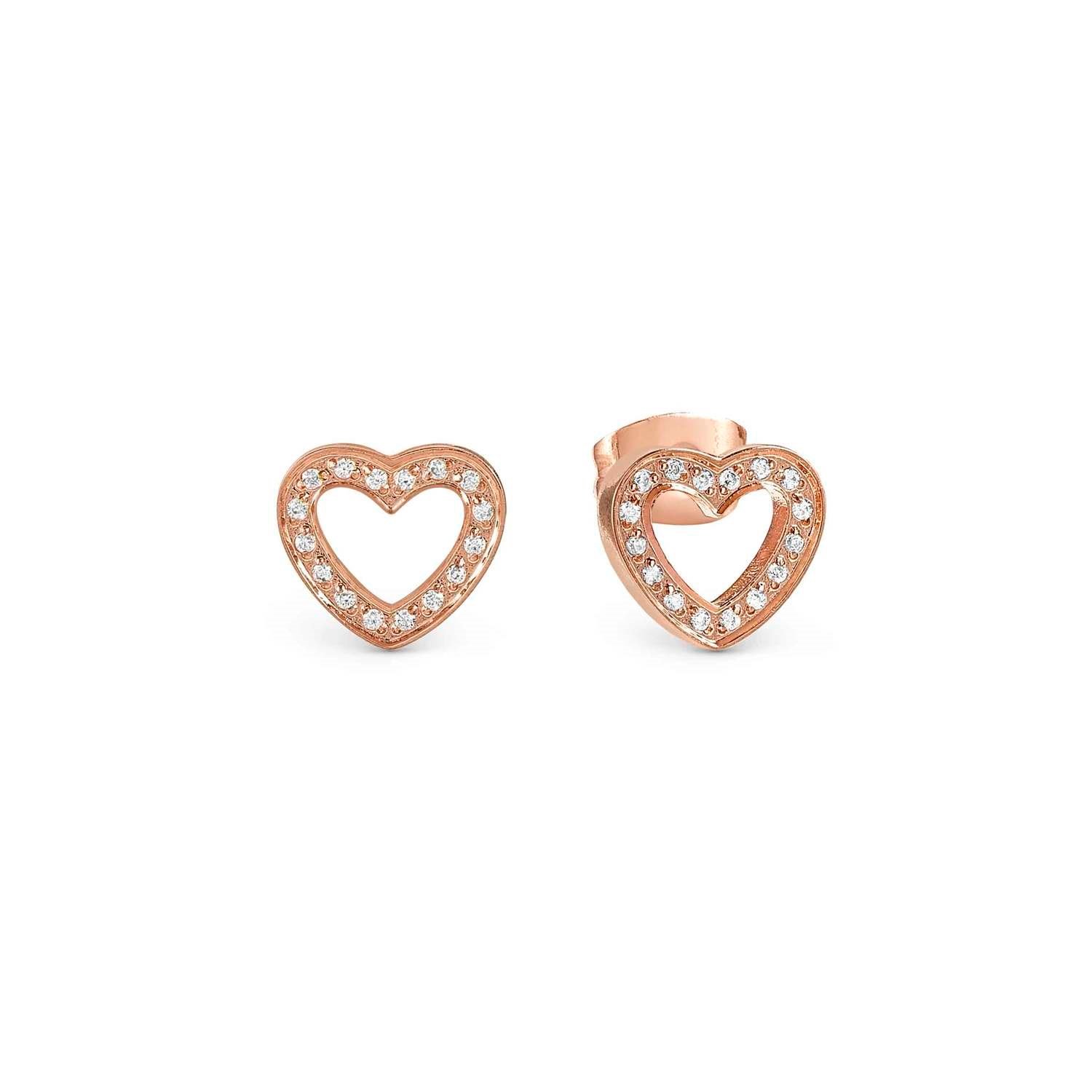 Soffio D'Amore Zirkon Taşlı Küpe Kalp Rose Gold Renk