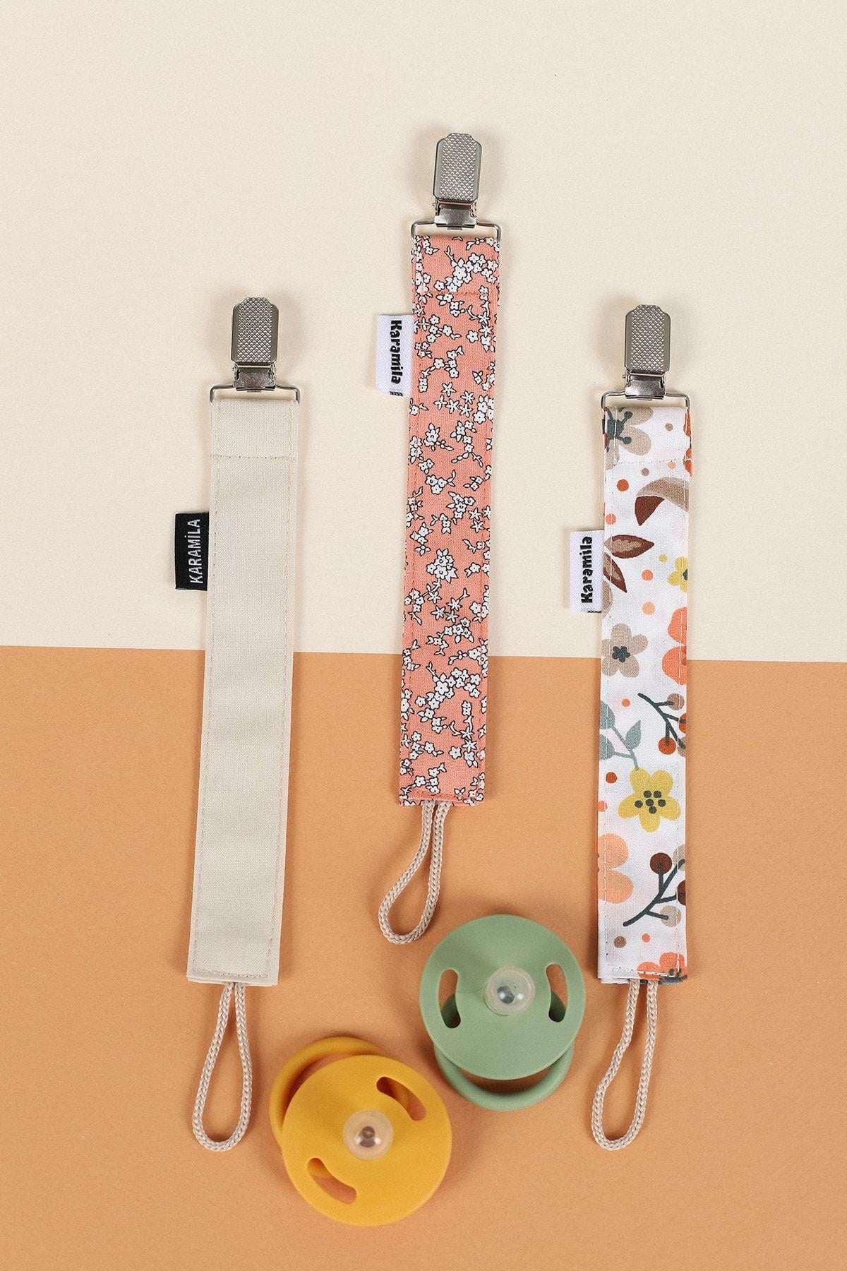 3’lü Set Soft Bebek Emzik Askısı - Emzik Zinciri - Emzik Tutacağı