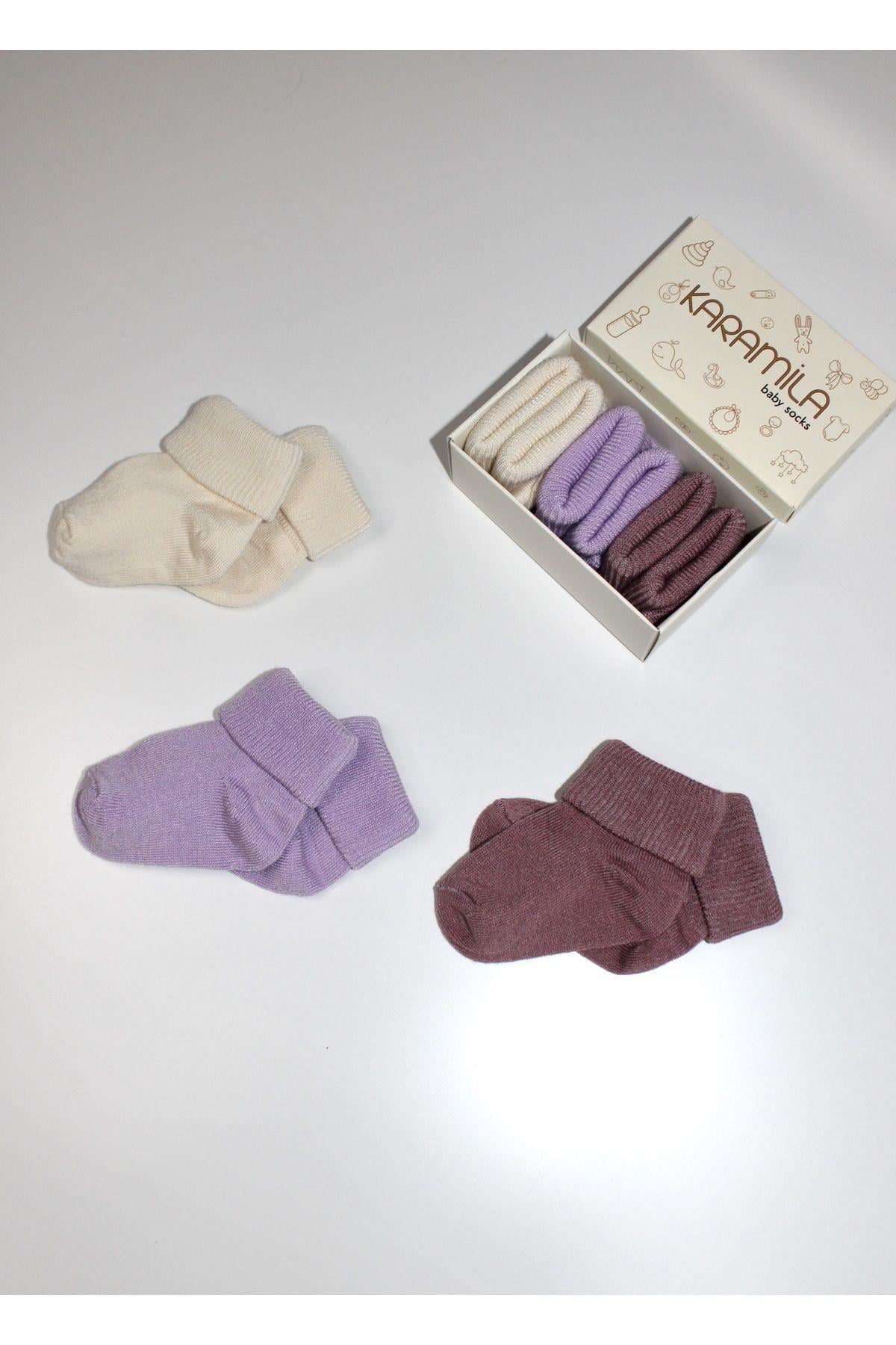 Bebek 3'lü Set Bambu Çorap - Baby Bamboo Socks - Yenidoğan Çorap- Bebek Çorap