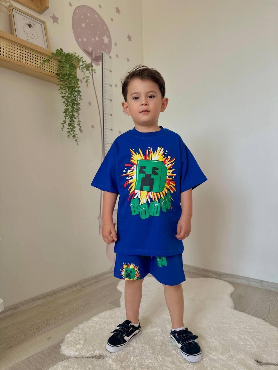 MINECRAFT LACİVERT ŞORT-TİŞÖRT TAKIM
