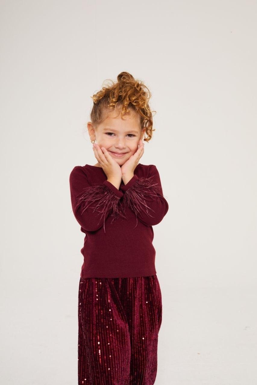 SHİNE COLLECTİON BORDO PANTOLON-BLUZ TAKIMI