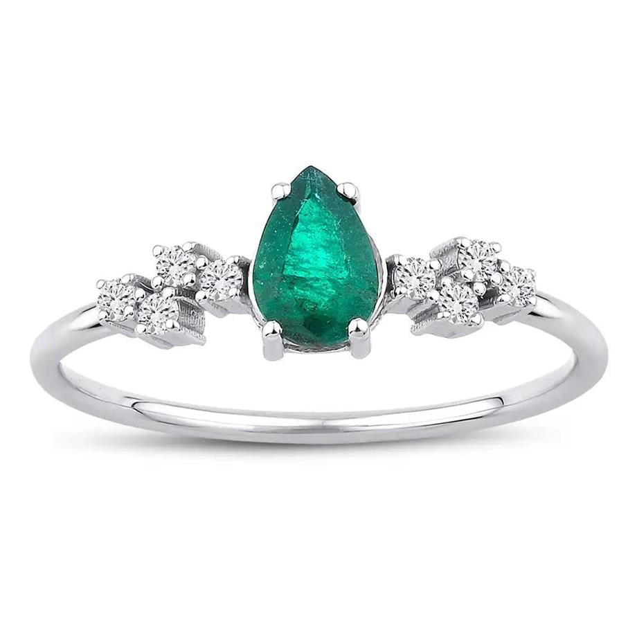 0.45 Karat Pırlantalı Zümrüt Yüzük