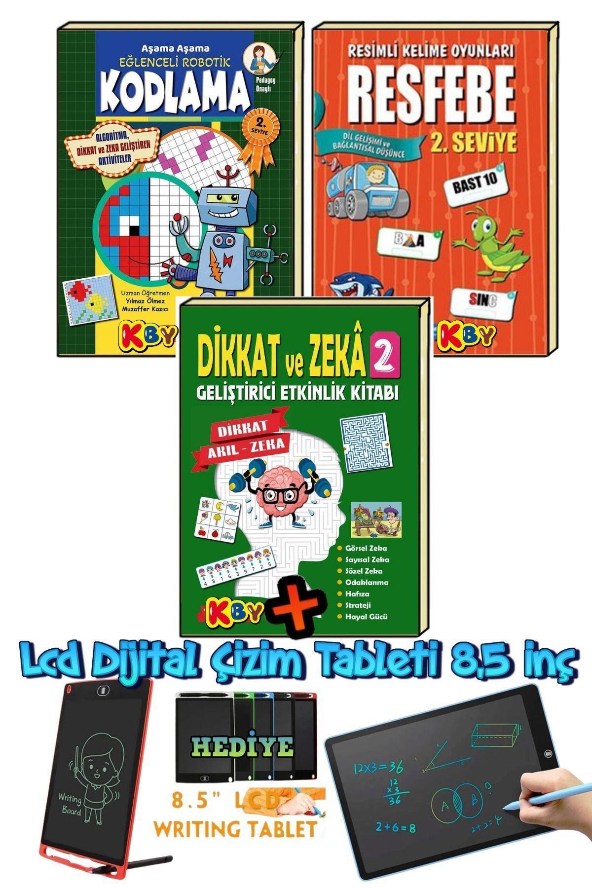 2.SINIF KODLAMA -RESFEBE VE DİKKAT ZEKA ETKİNLİK KİTAPLARI+LCD ÇİZİM ÇALIŞMA TABLETİ