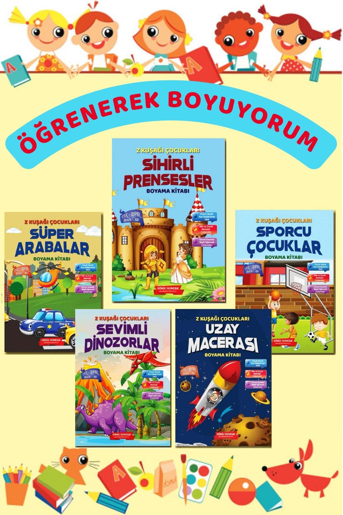 3-6 YAŞ ÖĞRENEREK BOYUYORUM 5'Lİ BOYAMA KİTABI SETİ