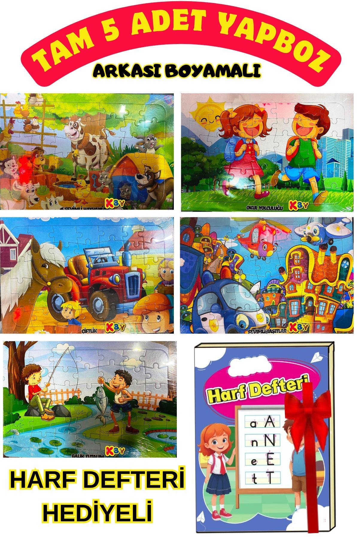 5 Adet Çocuk Eğitici Yapboz Çocuk Puzzle - 30-42 Parça Görseldeki Hediye