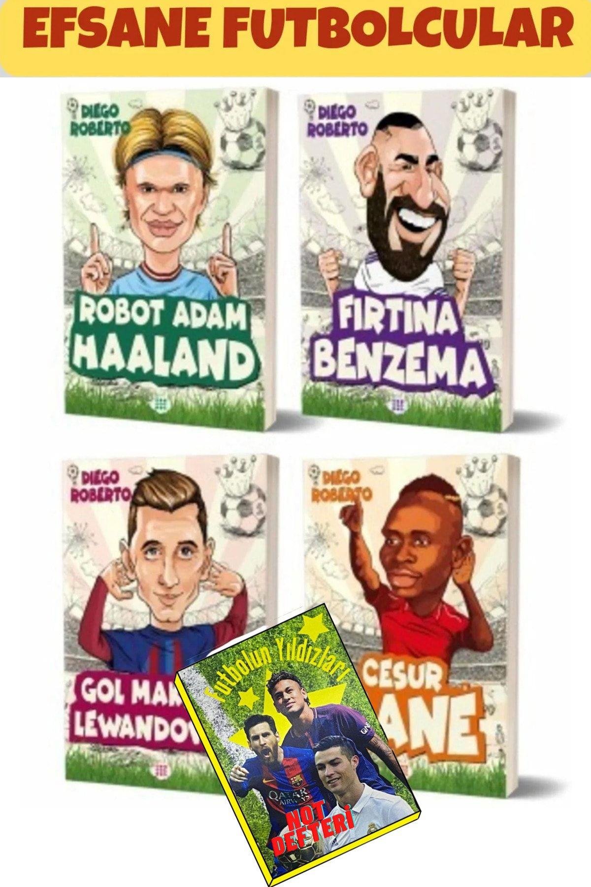 Efsane Futbolcular Seti Haaland - Benzema - Mane -lewandowski 4 Kitap+4 Poster