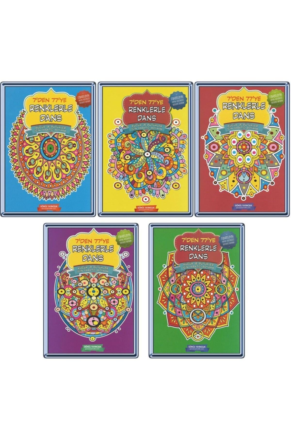 Mandala Boyama Kitabı 5 Kitap 7'den 77'ye Renklerle Dans