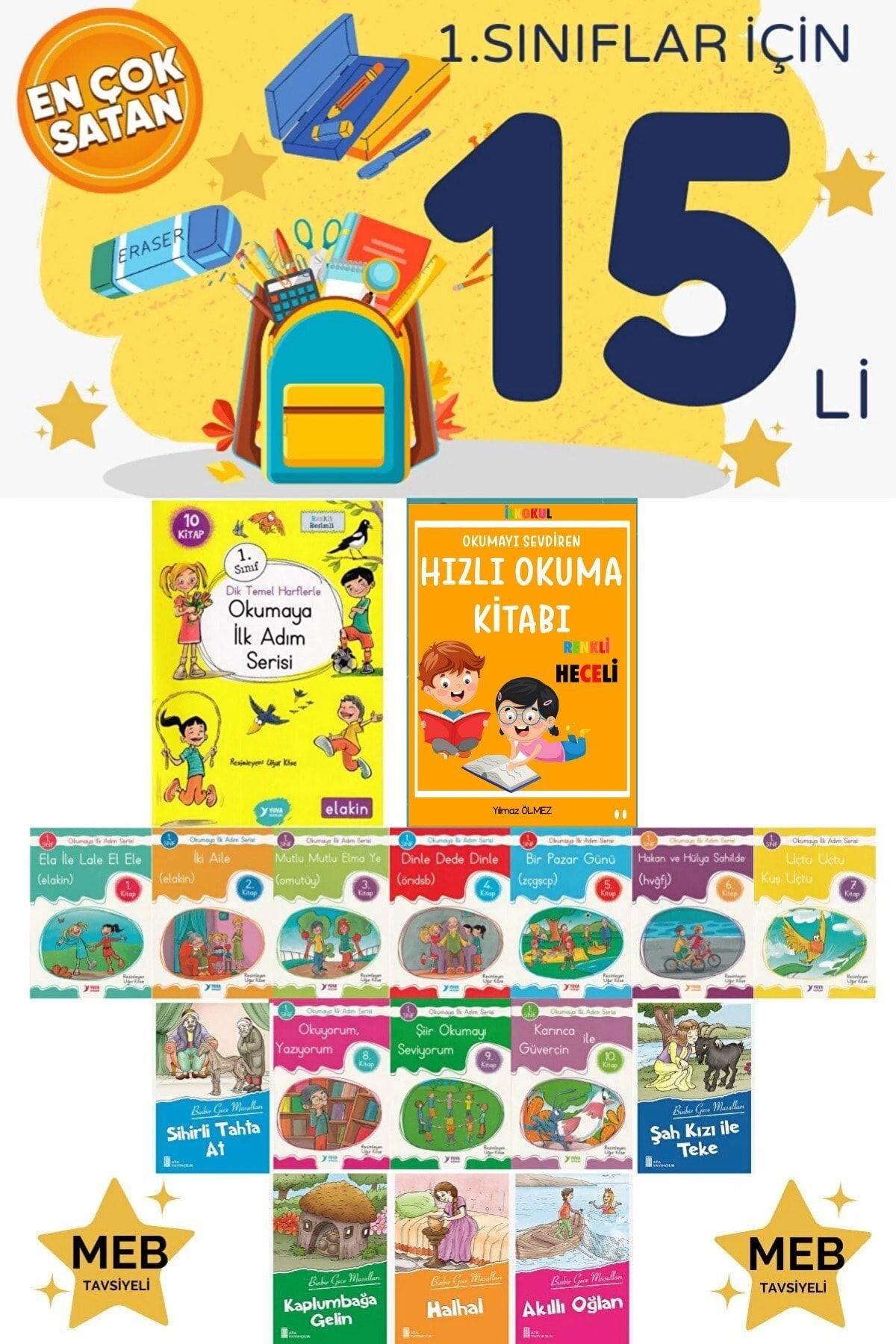 Yuva 1. Sınıf ''dik Temel Harflerle'' Okumaya Ilk Adım Serisi (Elakin) Yeni Ses Grupları 10 Kitap