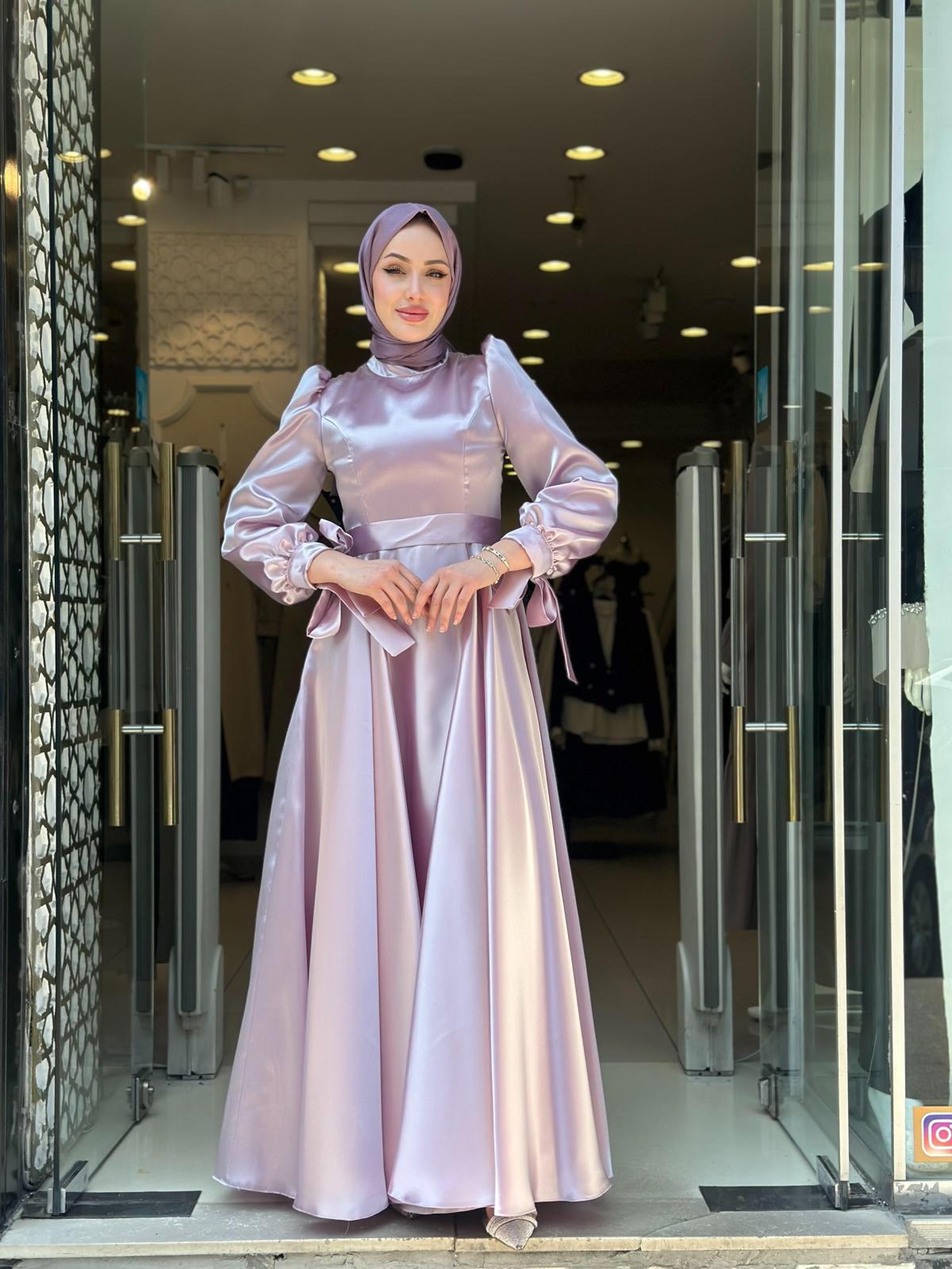 SATEN ELBİSE-PEMBE