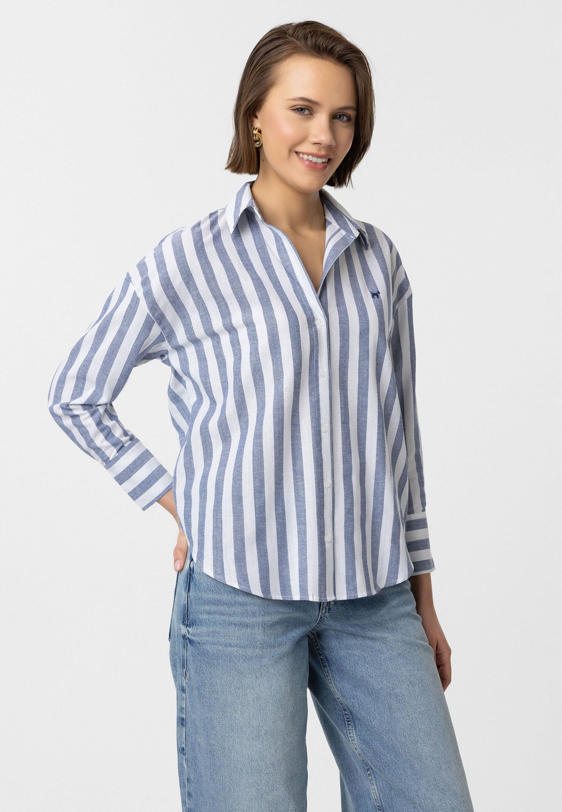 Carisa Kadın Oversize Pamuklu Çizgili Gömlek