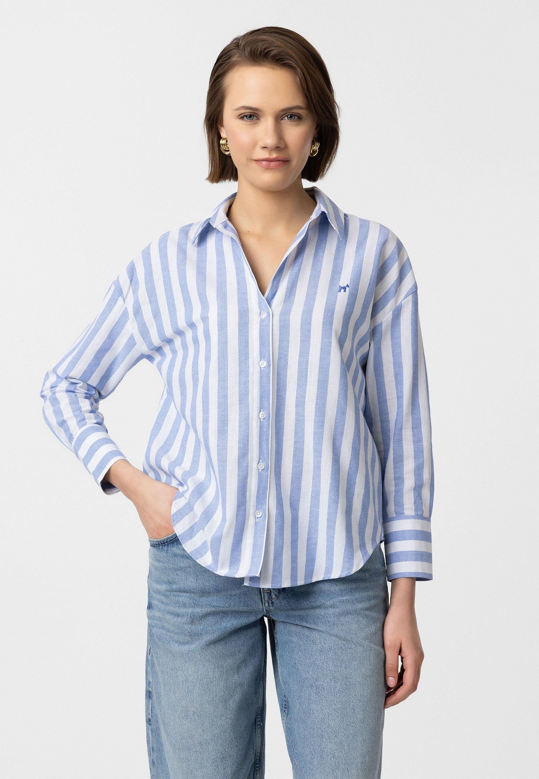 Carisa Kadın Oversize Pamuklu Çizgili Gömlek