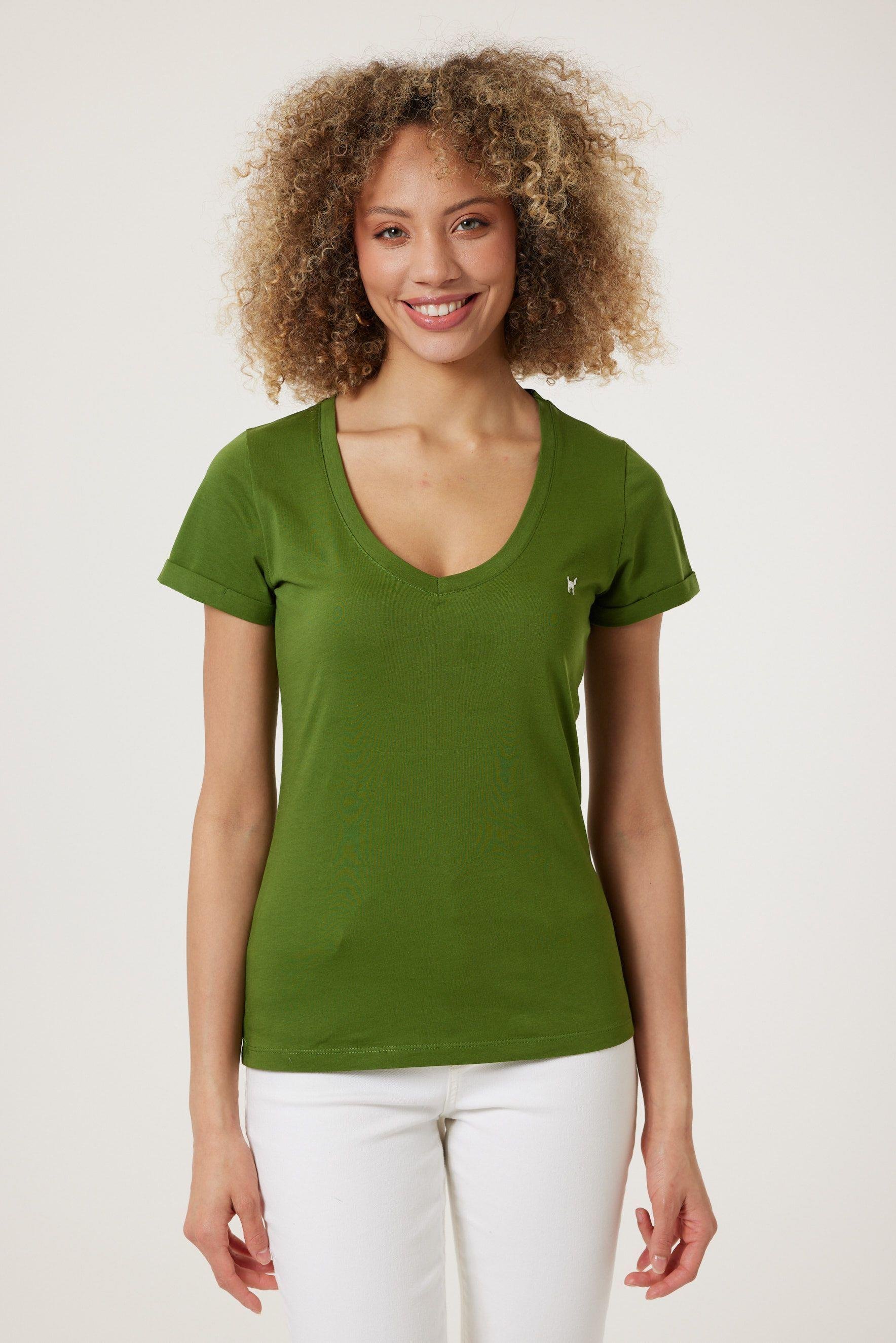 Christina Kadın Derin V Yaka Slim Fit T-Shirt