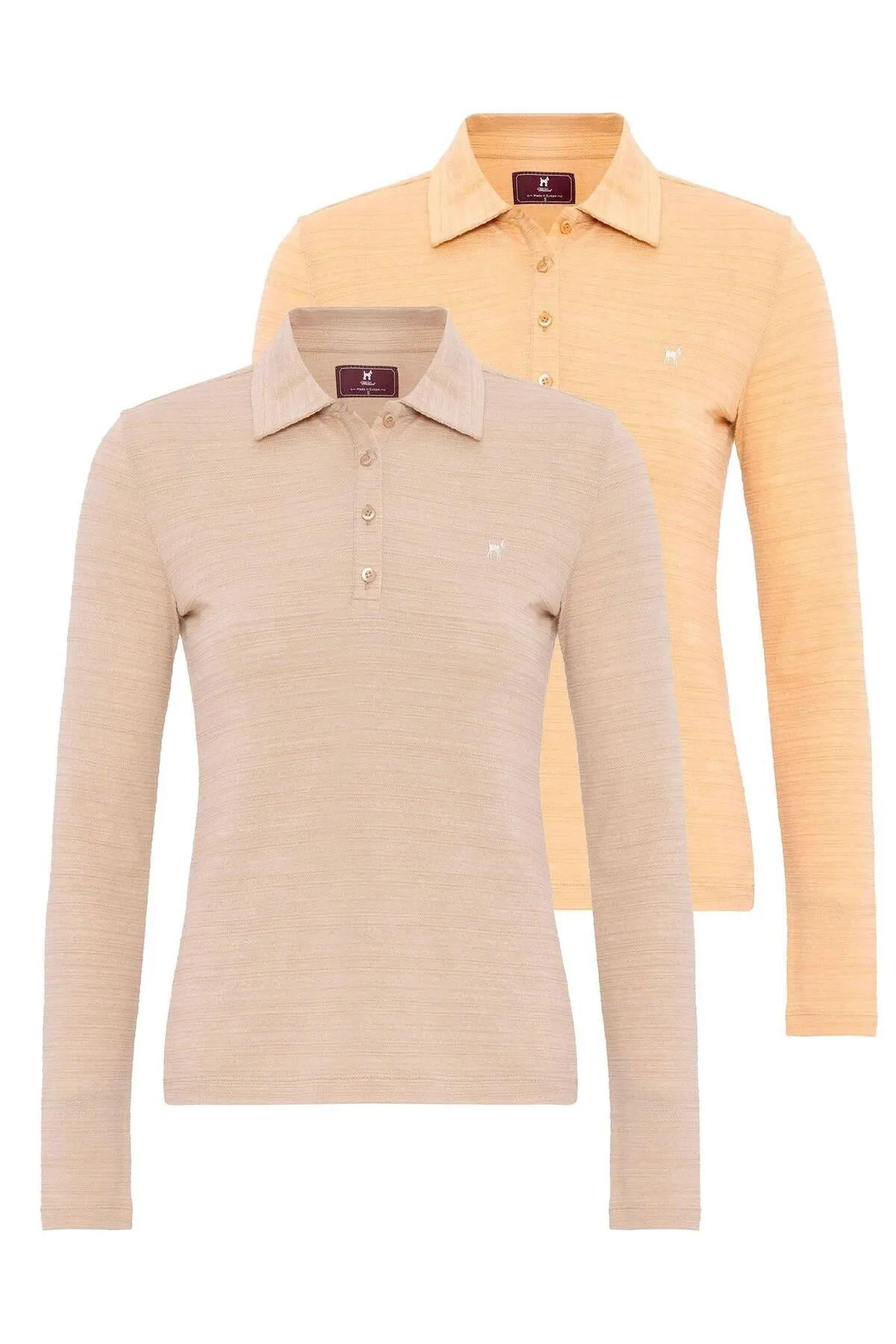 Henriette Kadın Slim Fit  Polo Yaka 2li T-Shirt