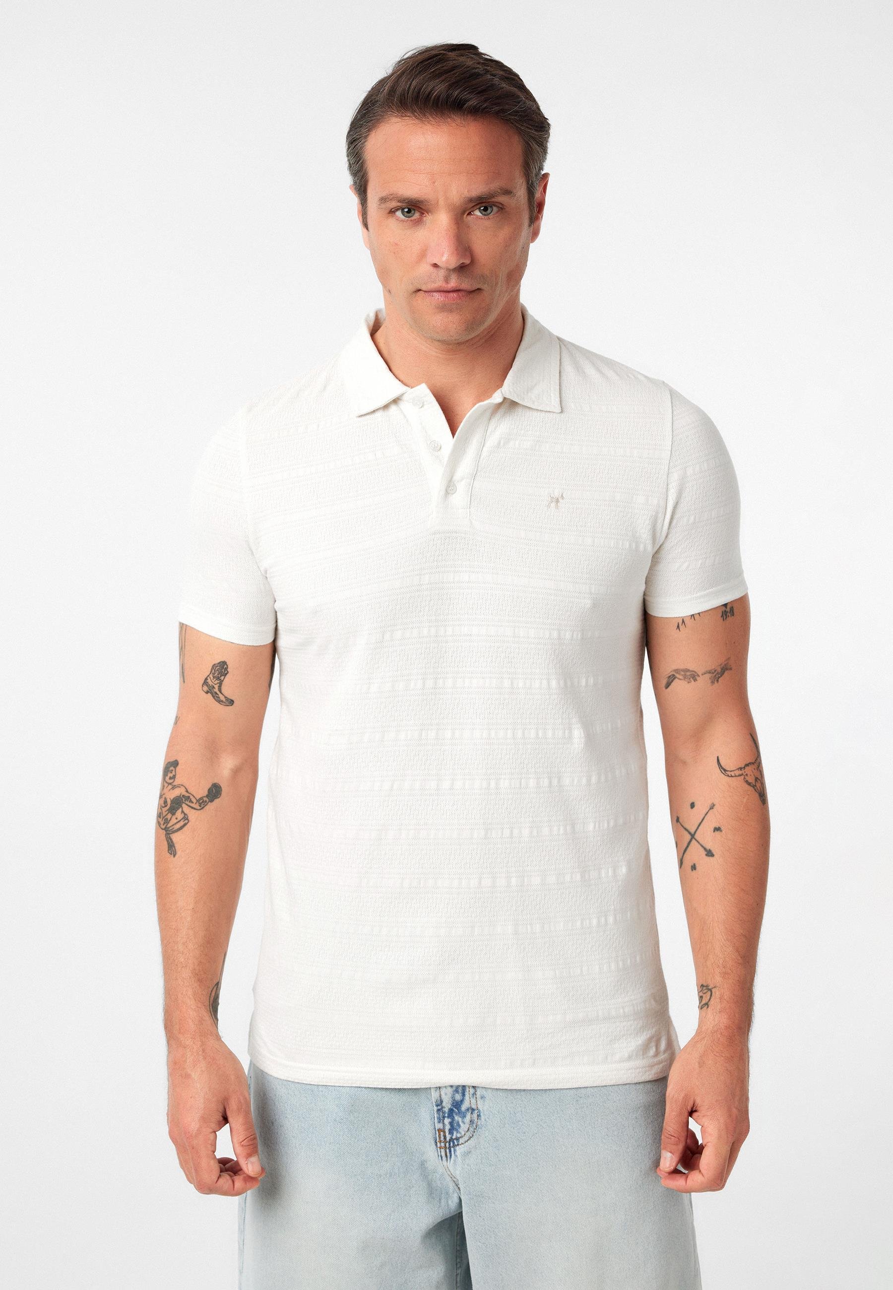 Johanna Erkek Ekru Regular Fit Polo Yaka T-Shirt