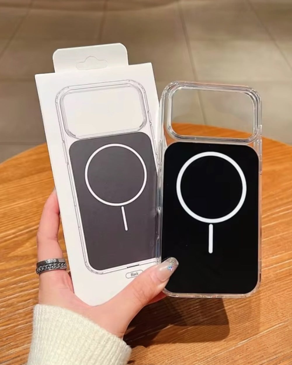 Telefon KılıfıIphone Uyumlu Hibrit Renkli Tasarımlı Şeffaf Kenarlı Magsafe Destekli Kılıf