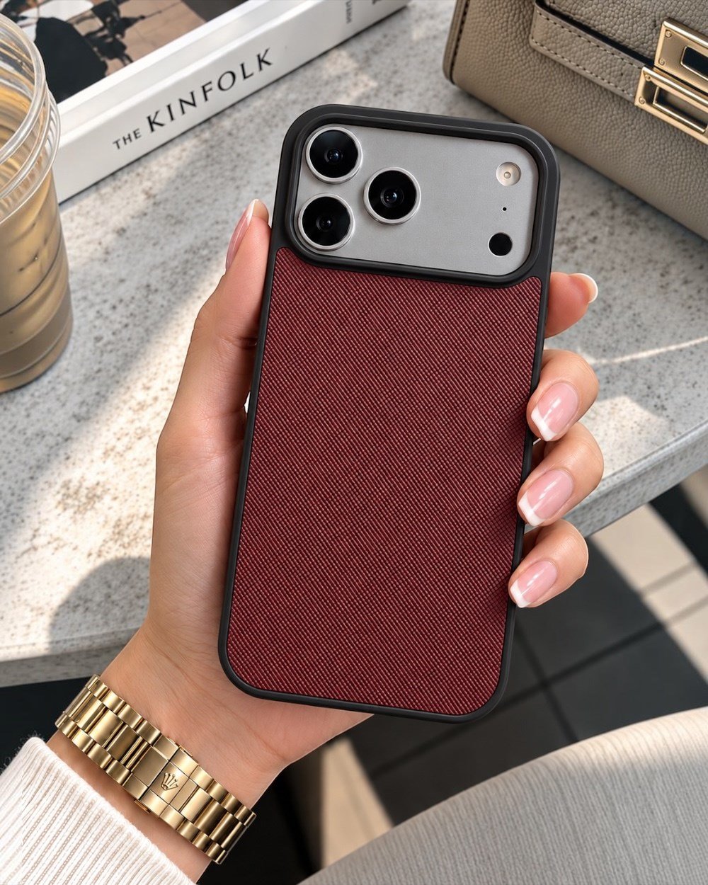 Telefon KılıfıIphone Uyumlu İçi Süet Kamera Korumalı Mat Örgü Dokulu Kılıf