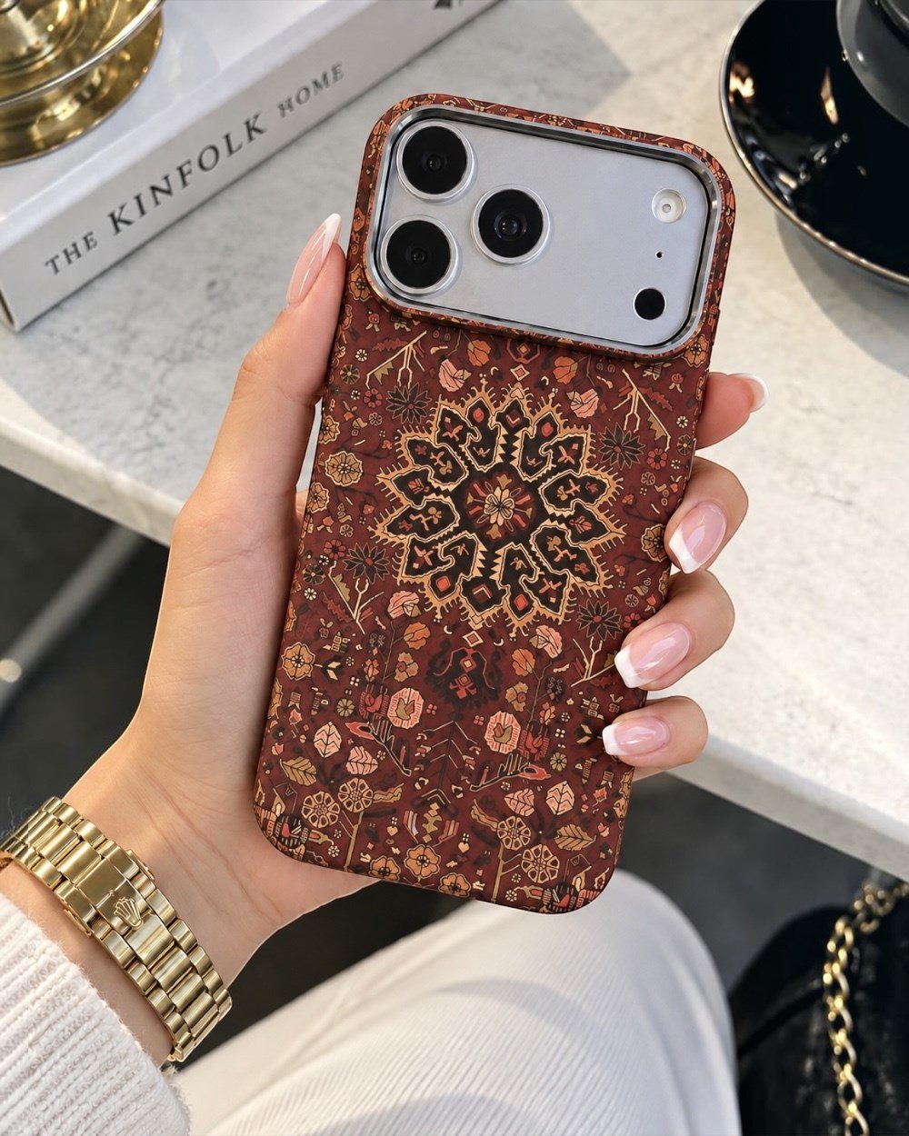 Telefon KılıfıIphone Uyumlu Metal Çerçeveli Prestige Karbonfiber Magsafe Destekli Kılıf