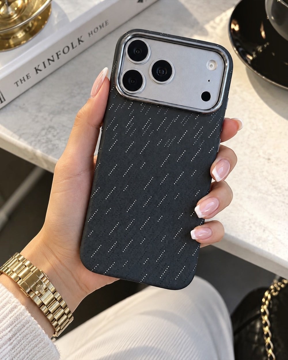Telefon KılıfıIphone Uyumlu Metal Çerçeveli Prestige Karbonfiber Magsafe Destekli Kılıf