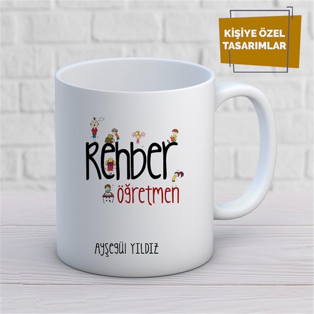 Kişiye Özel İsim Yazılabilir Rehber Öğretmen Kupa Bardak