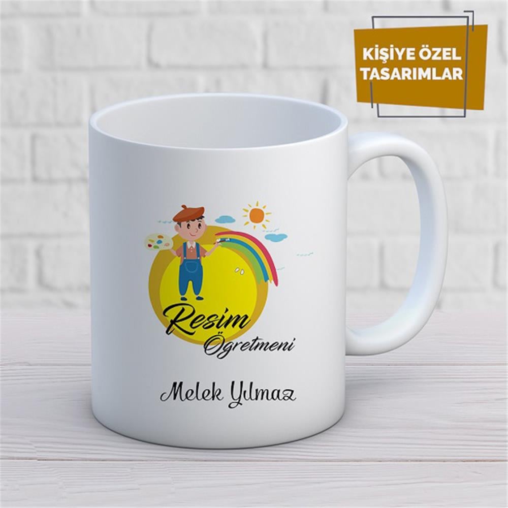 Kişiye Özel İsim Yazılabilir Resim Öğretmeni Kupa Bardak