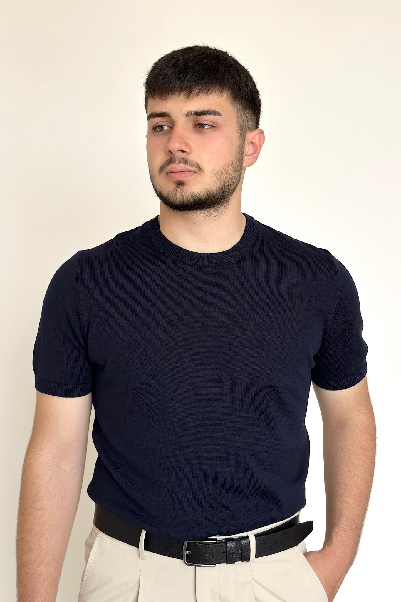 Pamuklu Basic Triko Tişört - Lacivert